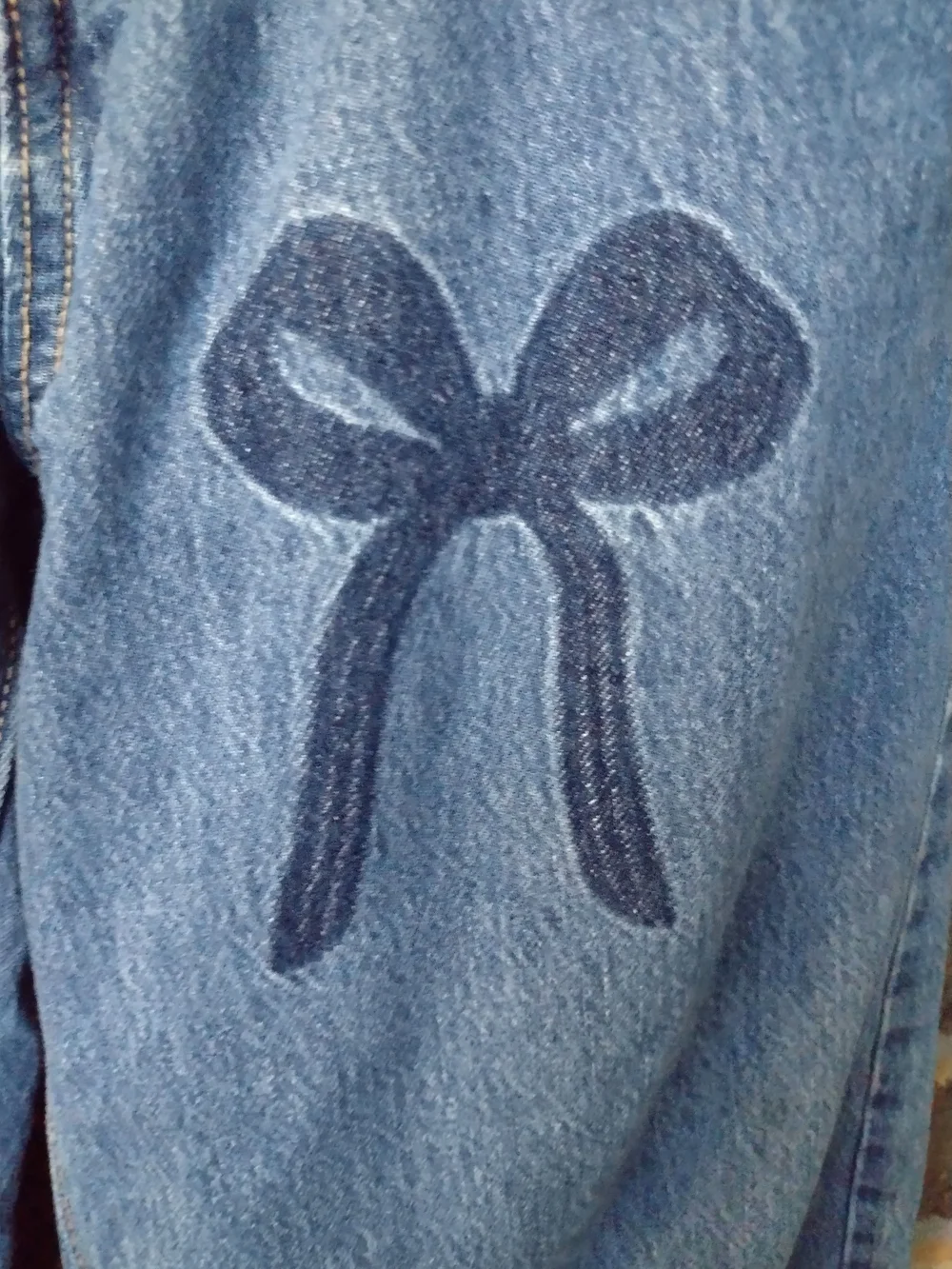 Old Navy Girls 14 MidRise Baggy Barrel LegJeans  Blue Bow Print Adjustable Waist